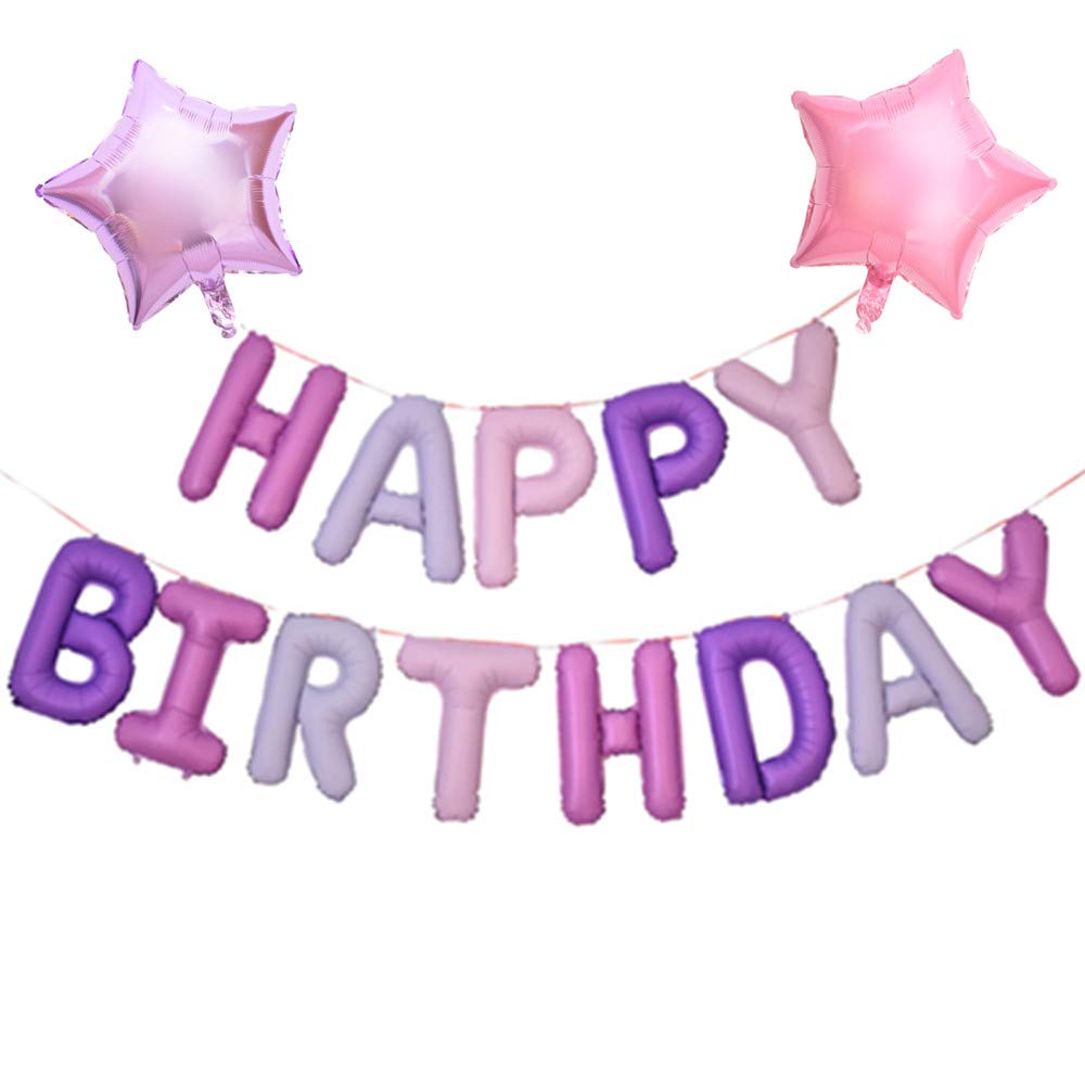 Buy Girls Happy Birthday Balloon Banner Pink Purple 16 Inch Self