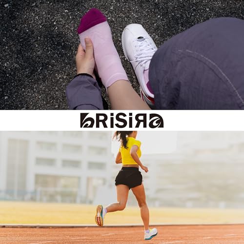 Image of BRISIRA Coolmax Bamboo Viscose Women Compression Running Ankle Socks No Show Athletic Wicking Thick Cushioned Arch Support