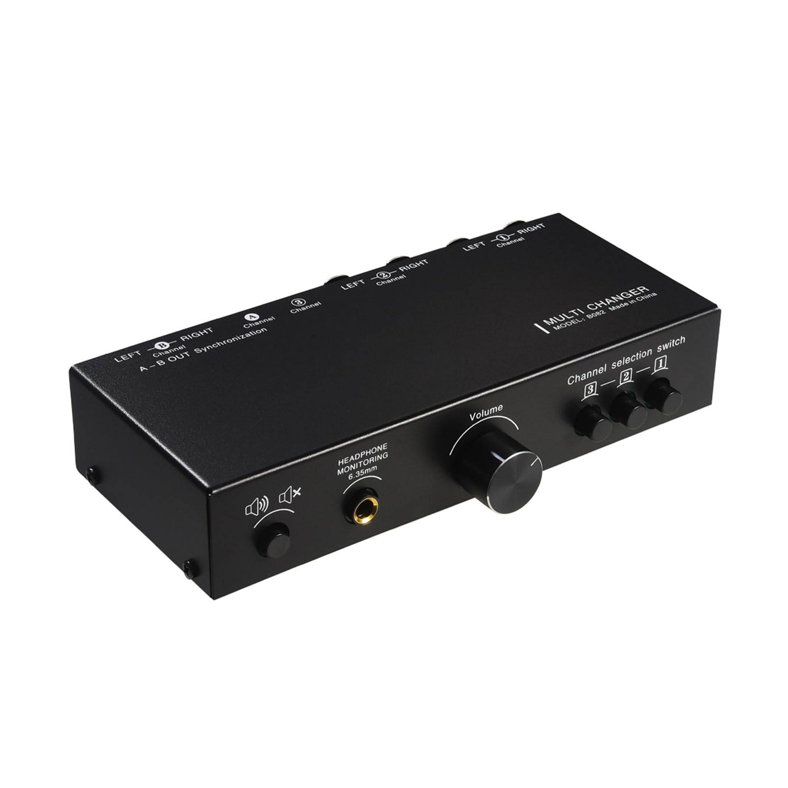 Commutatore di Segnale Audio 3 in 3 Uscite, Selettore di Linea Bilanciata Controller Volume Preamplificatore Passivo con Interruttore Mute e Uscita Cuffie per Altoparlanti Dispositivi Audio