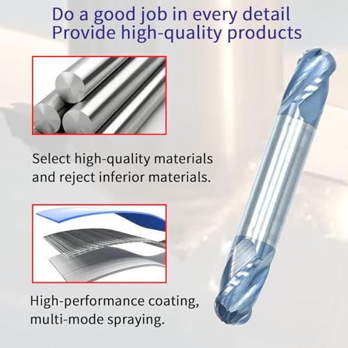 Image of 3 /8 inch Carbide Ball Nose End Mill, Double End, 4 Flute Solid Carbide Ball Nose End Mill, 2-1 /2 inch Overall Length, Helix Angle: 30, AlTiN Coated,3 /8 inch Cutting Diameter, 9 /16 inch Length of Cut