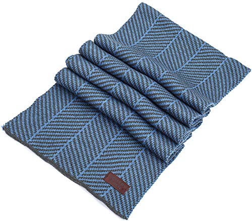 Gallery Seven Winter Scarf for Men, Soft Knit Scarves, in an Elegant Gift Box - Gray/Blue - One Size