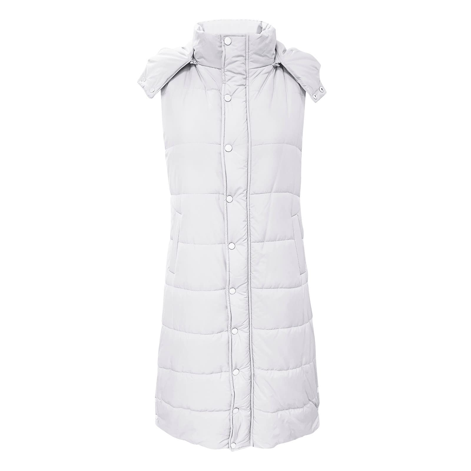 Gilet Femme Veste sans Manche avec Capuche, Doudoune Femme Legere Grande Taille Hiver Randonnée Blouson Zipé Doudoune sans Manche Poches Capuche Gilet Ultra Légère Veste Manteau Casual Gilets