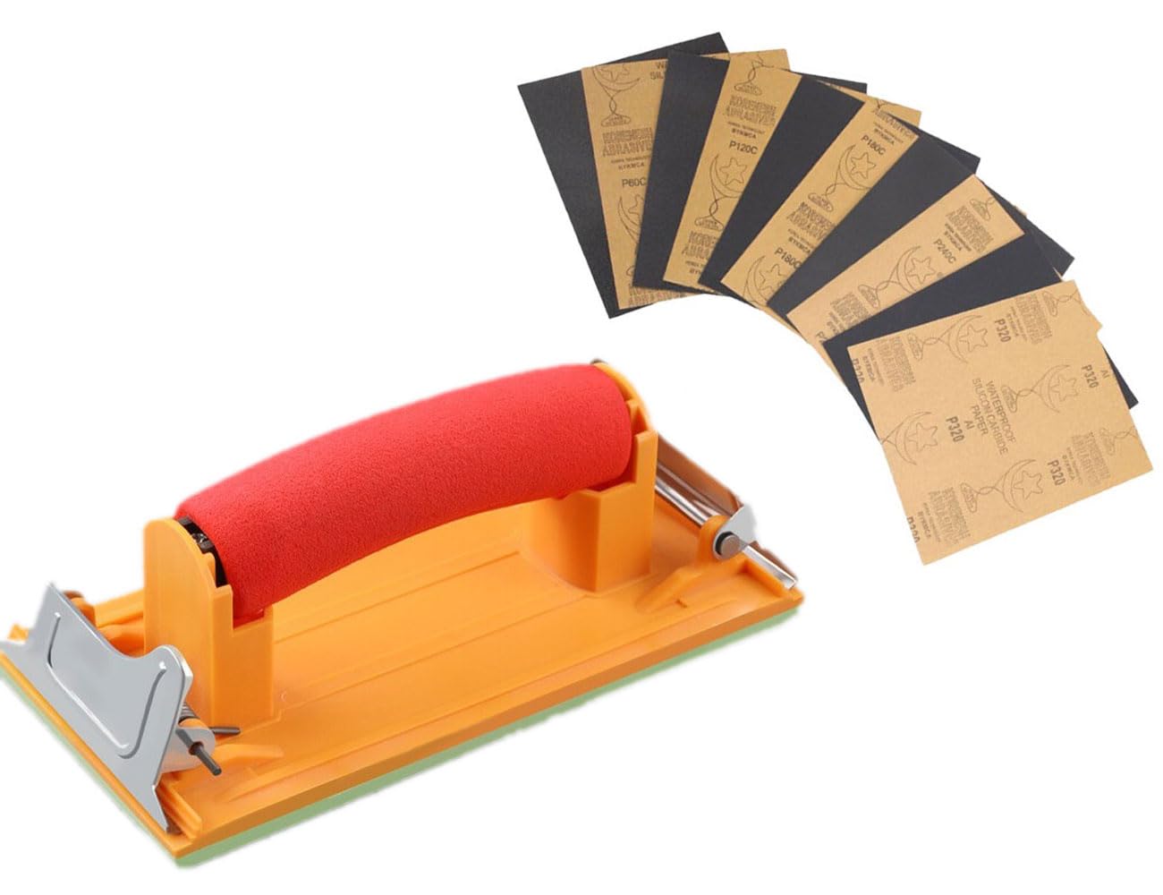 Hyx Brown 24Pcs Assorted Sandpaper With Sanding Block, 80 To 800 Grit, Handle Tool Sander For Workshop, Automotive, Crafts And Hobbies