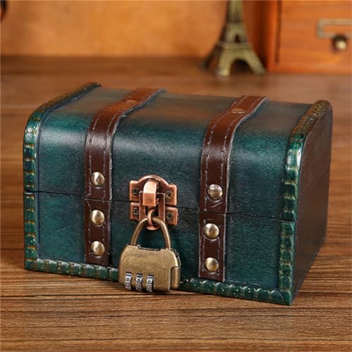 Xabelle 個性木製 アンティーク調 宝箱 ジュエリー ボックス ケース 小物入れ 16×12×9.5 p 宝石箱 収納 アンティーク小箱 レトロ インテリア雑貨 撮影小道具 宝探し 海賊 財宝箱 01GK10