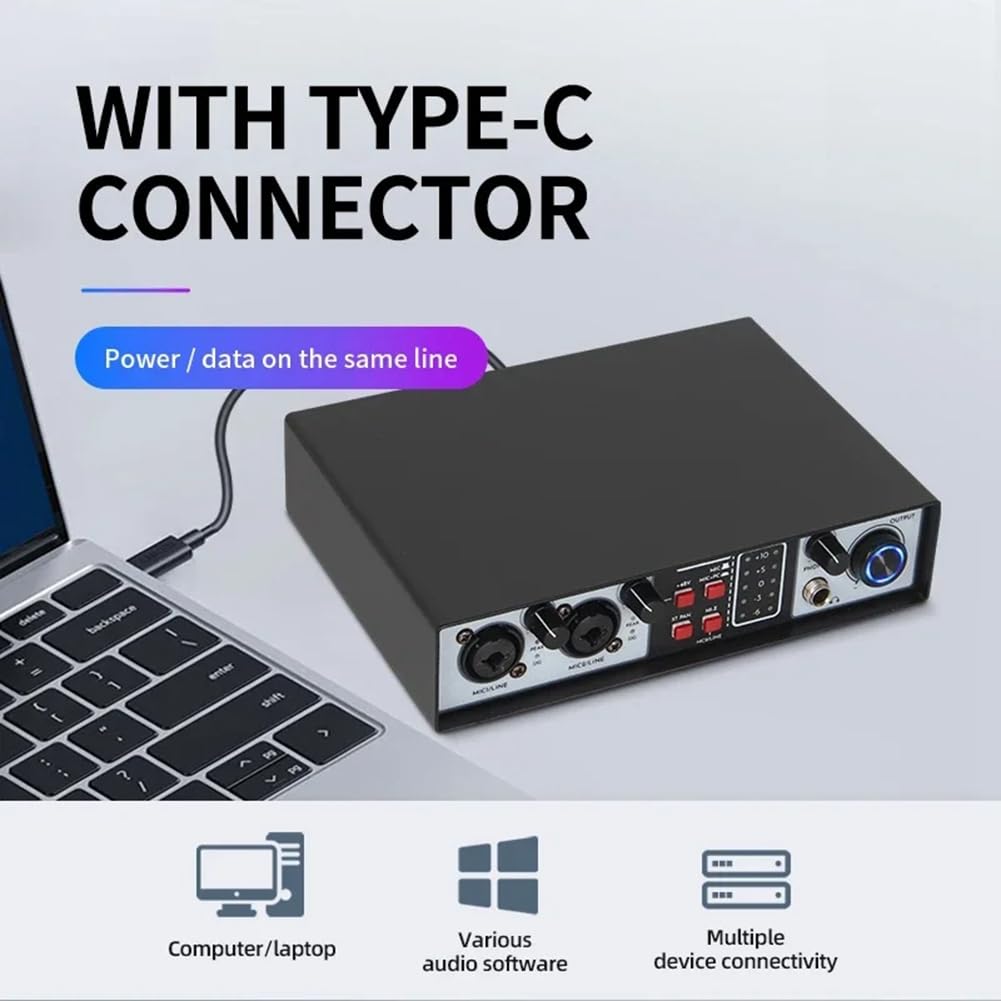 Interfaz de Audio Profesional de 36 Bits, 384 KHz, 2 Entradas y 2 Salidas, Tarjeta de Sonido USB, Grabación para Estudio de Música, Micrófono, Mezclador DJ