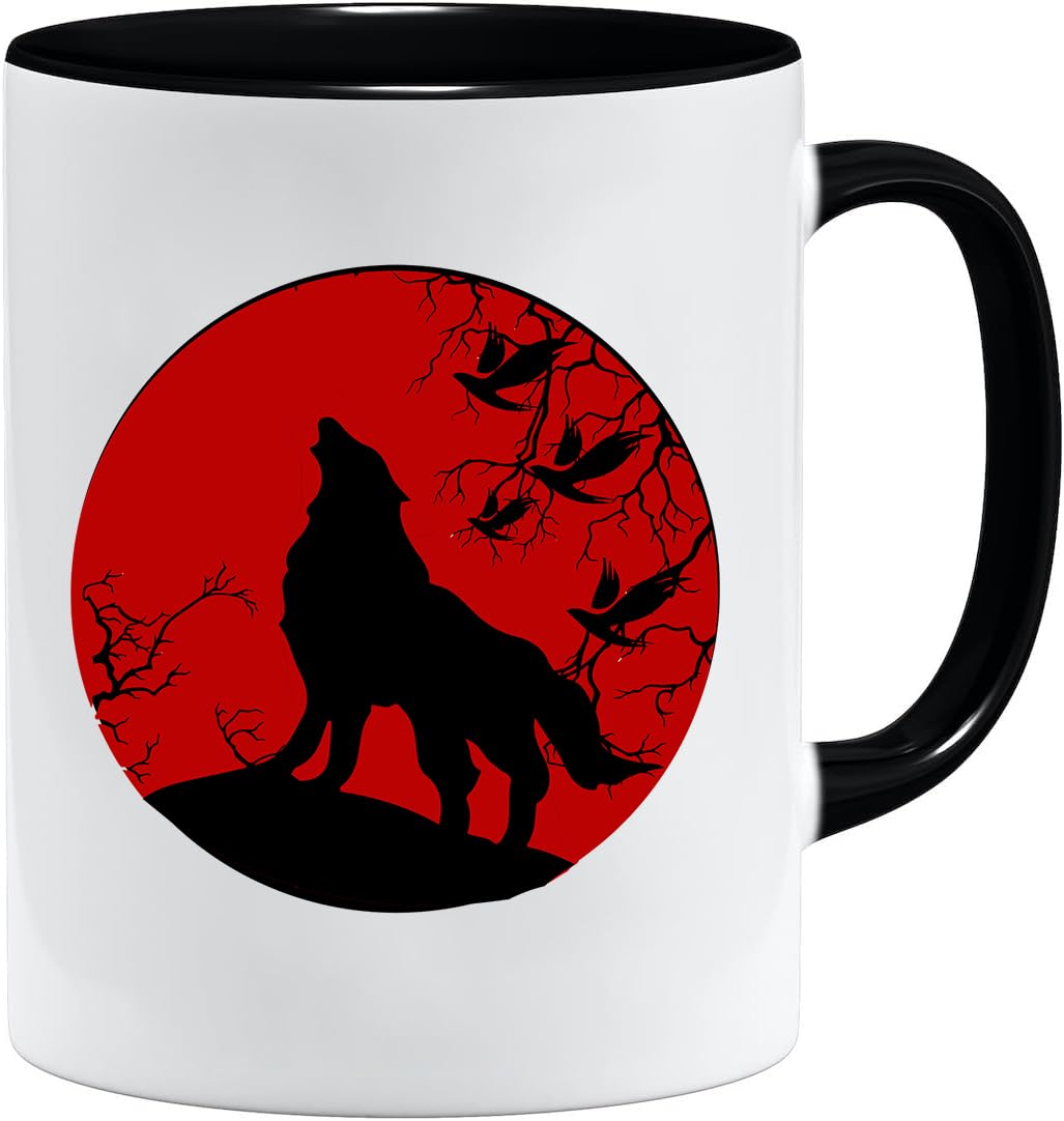 Jungle Mug Taza vikinga nórdica, idea de regalo para hombres mayores, papá, abuelo, taza de café, diseño vikingo, cránea, jarra de cerveza Thors Hammer (VIKING009)