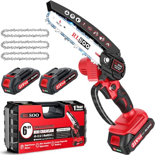 Mini Cordless Chainsaw 6" with 2 Batteries & 3 Chains