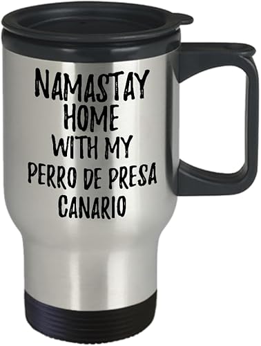 Miniatura 2 de Perro De Presa Canario Travel Mug Namastay Home With My Today Funny Gift Idea Pet Lover Zen Commuter Insulated Lid 14 Oz