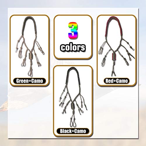 Highwild Duck Call Lanyard With Removable Drops For Goose, Predator, Varmint, Deer Or Duck Calls Dog Whistle - Green Camo - Hand Braided 550 Paracord - Adjustable Loops - Outdoor Hunting Gear #TOP2