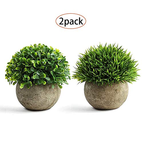 Mini Artificial Plants,Fake Plant for Bathroom/Home Office Decor,Faux Greenery Topiary Shrubs in Pot,Mini