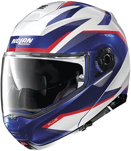 Nolan N100-5 Plus Modular Motorcycle Helmet Overland Metal White/Blue/Red - X-Large