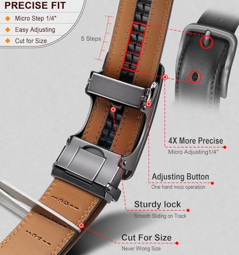 Image of Men's Belt,Bulliant Leather Adjustable Belt for Men Dress Casual 1 3 /8,Trim to Fit