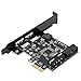 immagine 3KKmoon STW PCI-E A USB 3.0 Scheda PCI Express A 2 Porte Adattatore Mini Controller PCI-E USB 3.0 Con Connettore A 19 Pin Interno USB 3.0 E 5V 4 Pin Potenza Maschile Connettore A Doppia Porta