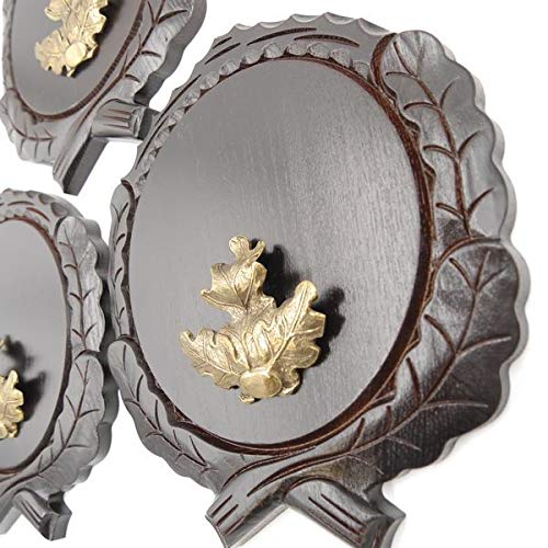 GTK - Juego de 3 placas de cuña talladas oscuras AF 19 cm con 3 hojas de roble, portada grande, tabla cuña, tabla de especias, placa de trofeos