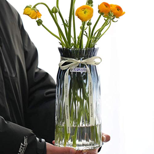 Woonkamer Vaas, Glazen Hoge Vaas Roos Tulpenvaas Creativiteit Cilindrische Vaas, Vlinderdas Decoratie, Gradiënt Blauw/Grijze Vaas , 11 * 11 * 24CM Decoratieve ornamenten - Afbeelding 5