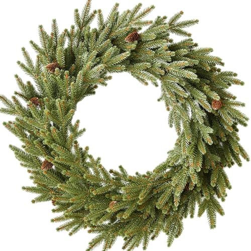 Couronne de Noël extérieure sans entretien 23" style rustique pour décoration de façade - 2