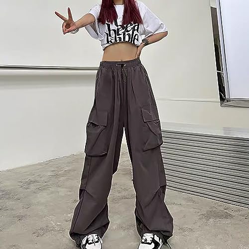 Womens Fashion 2024 Cargo Pants High Waisted Wide Leg Pants Teen Girls Y2K Joggers Streetwear with Multiple Pockets2