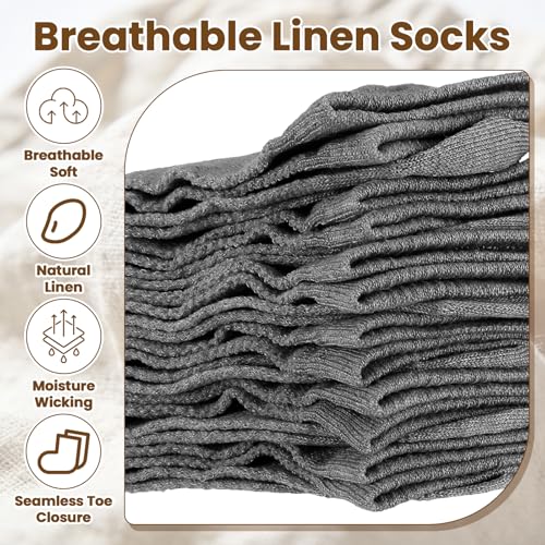 Image of Mepase 6 Pairs Flax Linen Ankle Socks for Women Men 88% Organic Thin Breathable Mesh Low Cut Quick Dry Moisture Wicking Socks