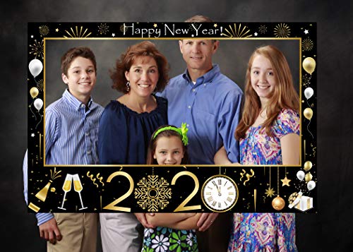 2020 Happy New Year's Eve Photo Booth Prop Frame Gold Black Party Favors Holiday Decorations Supplies Assembly Needed - Thumbnail 6