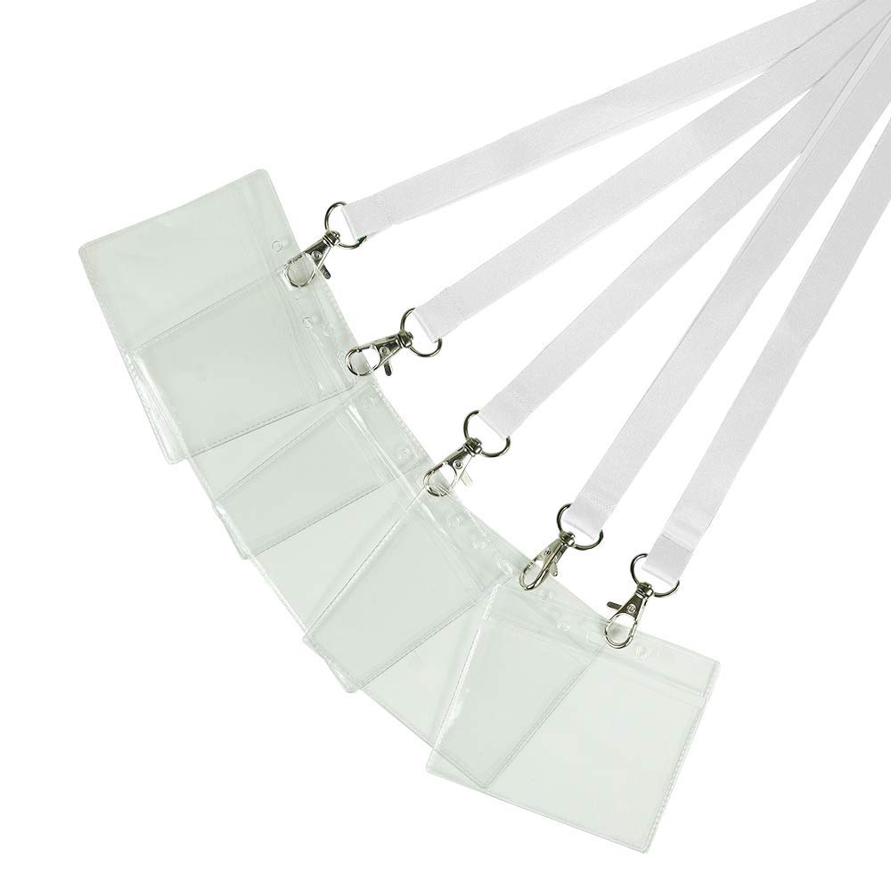 Pack of 10 White Lanyards with PVC Card Holder for ID Cards, Name Badges, and More - Durable Breakaway White Neck Strap Suitable for Everyday Use โ image 1
