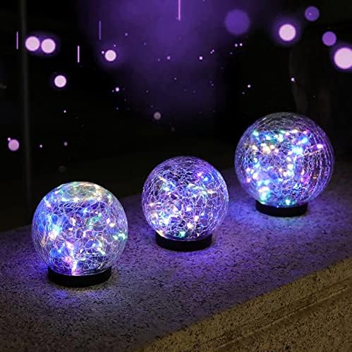 Solar Globes Lights Outdoor Garden Decor Solar Balls for Gardens Crackle Glass Solar Lights Pathway Patio Lawn (Colorful, Medium) 2 51E8BzTiEDL. AC