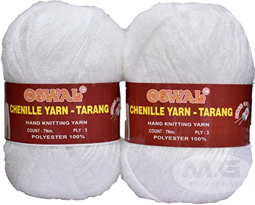 Image of M.G Feather Wool Yarn, 400 gm White, Knitting Yarn