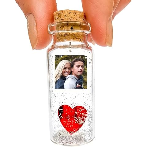 Kseniya Revta Anniversary Present for Her & Him, Valentines Day Romantic Gift to Boyfriend Girlfriend, Message I Love You Gifts Wife Husband (Heart - Custom Text and Photo, Gift Bottle) Cover