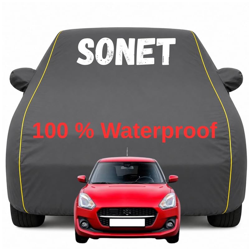 Image of Durable Full Body Waterproof Sonet Car Cover | Premium Polyester Grey Cover | Custom Fit Vehicle Protection | UV Resistant, Dustproof, Scratch Resistant, Heat & Wind Protection