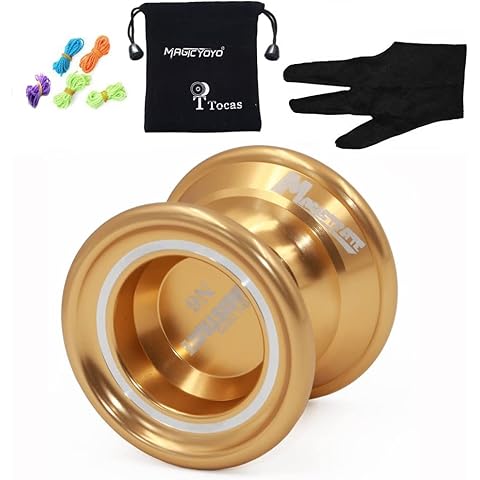 MAGICYOYO Original Professional Yoyos for Kids Advanced Level Magic Yoyo Unresponsive N6 Magistrate Metal Yo Yo Ball Non Responsive Yo-yo Set Toy Gift, Gold Cover