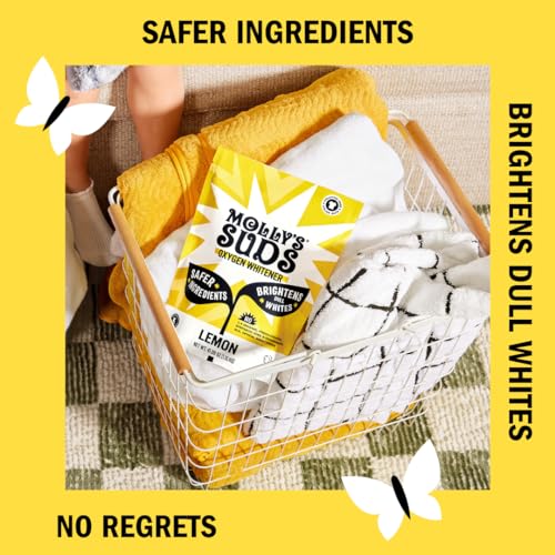 Image of Molly's Suds Oxygen Whitener | Powerful Bleach Alternative, Chlorine Free & Color Safe | Brightens Whites and Removes Stains (Pure Lemon Essential Oil - 158 oz)