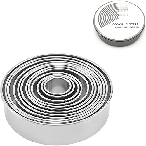 Emporte Piece Rond en Acier Inoxydable,12 Pièces Emporte Piece Patisserie Rond avec Délicate Boîte Ronde