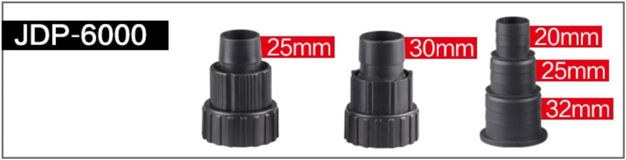 Image showing different hose adapter sizes for the JDP-6000 pump.