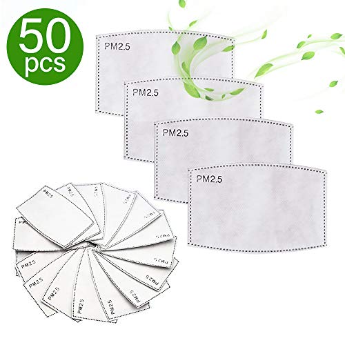 PM2.5 Activated Carbon Filter - 5 Layers Replaceable Anti Haze Filter PM2.5 Replaceable Filters (50PCS)