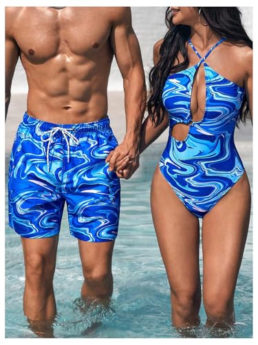 WDIRARA Men's Graphic Print Drawstring Elastic Waist Mini Shorts Summer Beachwear Track Shorts3