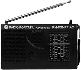 Rádio Portátil Motobras com 7 Faixas e Sintoniza Fm,Om e Oc - Rm-Psmp-71AC Preto