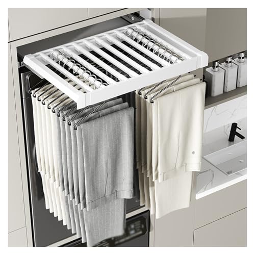 TMKDNNKG Tendedero para Lavadora, Cesta extraíble integrada en el Armario, cajón extraíble Oculto de aleación de Aluminio para Pantalones Que Ahorra Espacio (614-664 mm)