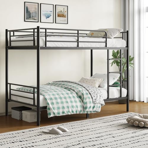 QUJEON Bunk Beds,Bunk Bed Twin Over Twin for Kids Teens Adults with Ladders and Guardrail,Sturdy...