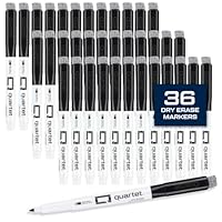 Quartet Dry Erase Markers, Fine Tip White Board Dry Erase Markers with DryGuard Ink Protection, Office Essentials, Black, 36 Pack (Q120Z01-R)