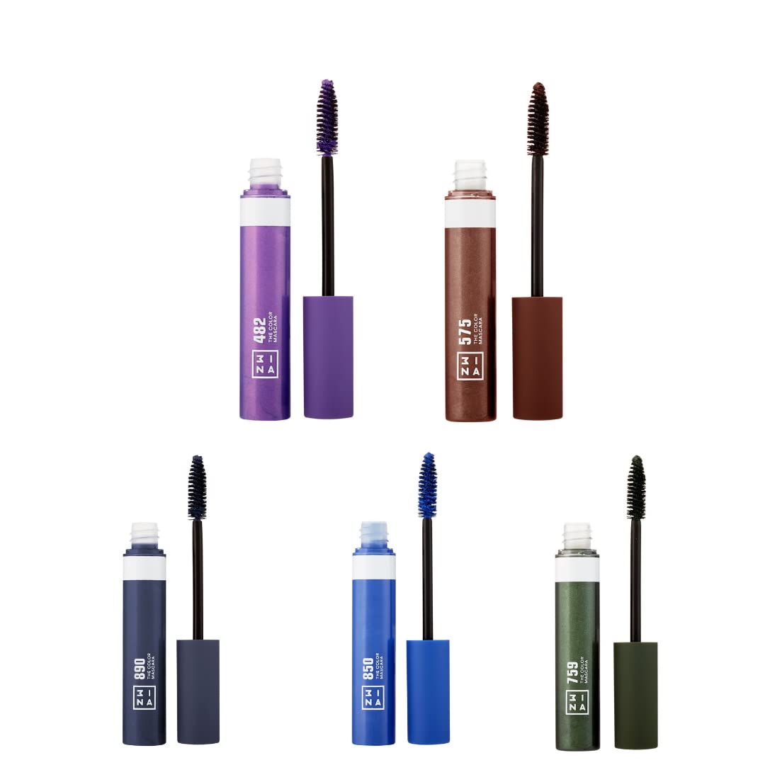 3INA MAKEUP - Vegan - Cruelty Free - Colour Mascara Set - Coloured Mascaras Purple Brown Navy Blue Burgundy Green - Eye Ma...