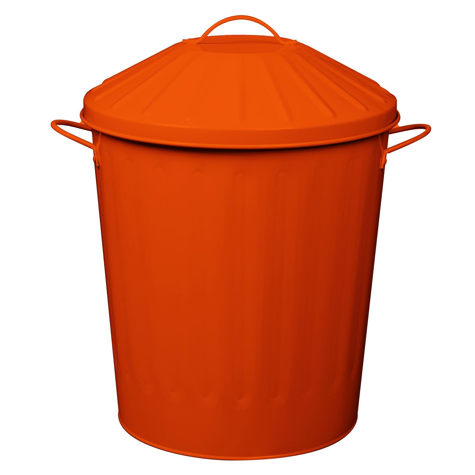 simpa 40L Colourful Vintage Style Metal Tapered Dustbins & Lids - Orange 46cm (H) x 32.5cm (Dia)