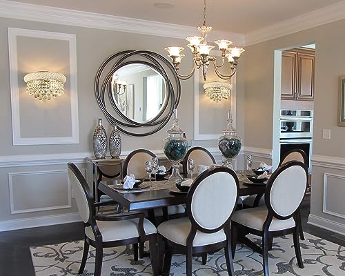 Image of 2-Lights Empire Crystal Wall Sconce Light for Living Room Dining Room Bathroom Vanity Mirrors Hallway Bedroom Closet Stairway (Chrome)