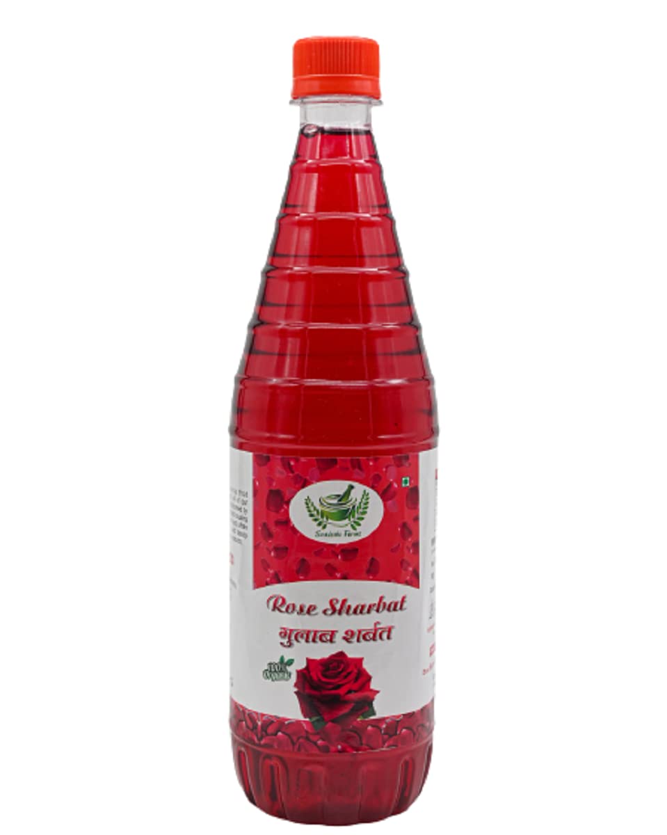 Swadeshi Farms Handmade 100% Pure Instant Refreshing Ruh Gulab Sharbat - Summer Drink Rose Sharbat 750 ML