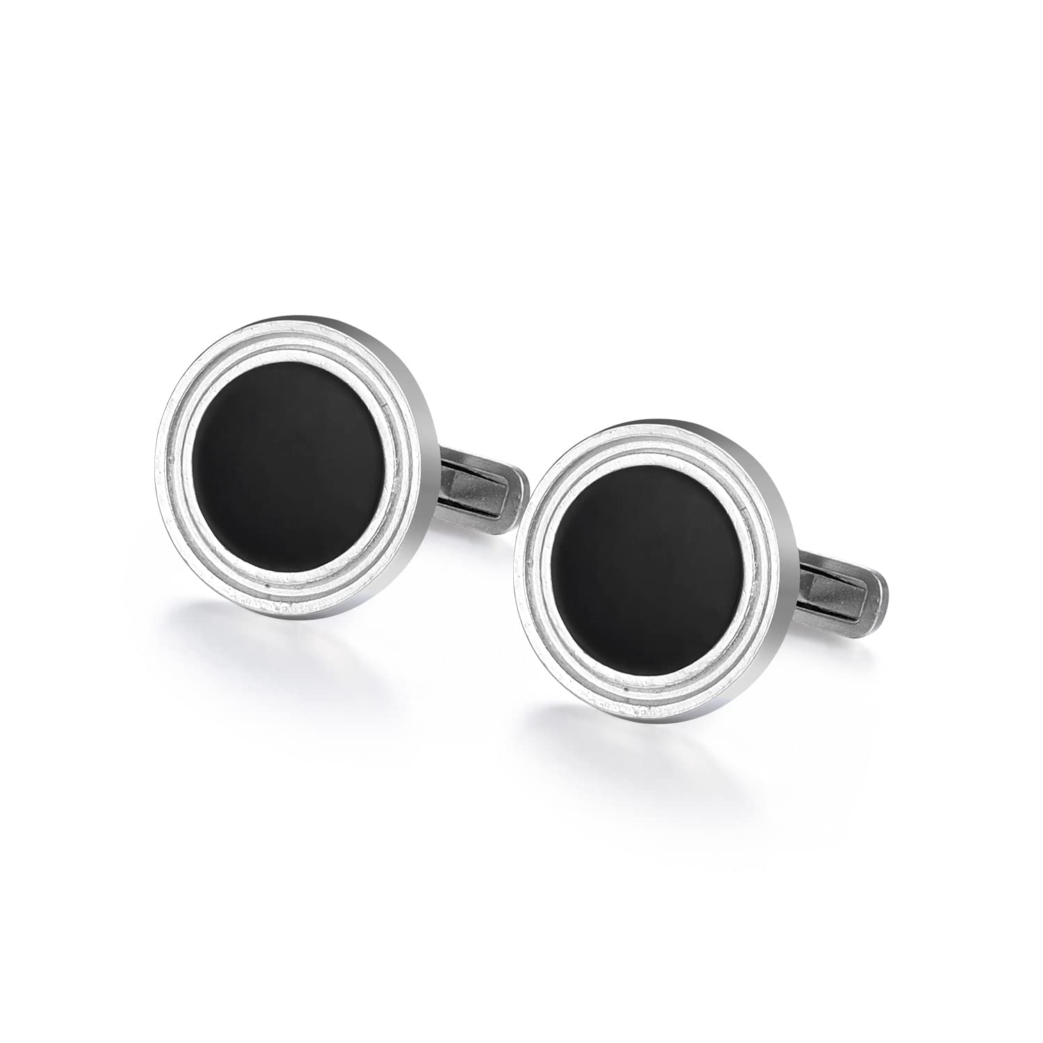 UJOY Jewelry mens shirt cufflinks classic black design with gift box Suitable for Business Party Wedding and Daily