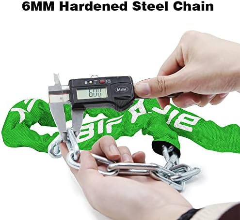 BIFY Bike Lock/Bicycle Lock/Cycling Lock,38mm x970mm Chain Lock 650g,Suitable for Bicycles and Motorcycles,Electric Vehicles(neon Green)