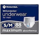 Members Mark Total Protection Underwear for Men Small/Medium Fits Waist 28' to 40'