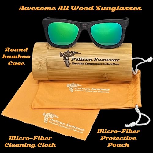 Image of Wood Sunglasses | Polarized | Vintage Wooden Frame | 100% UVA /UVB Protection | Bamboo Case | Men Women