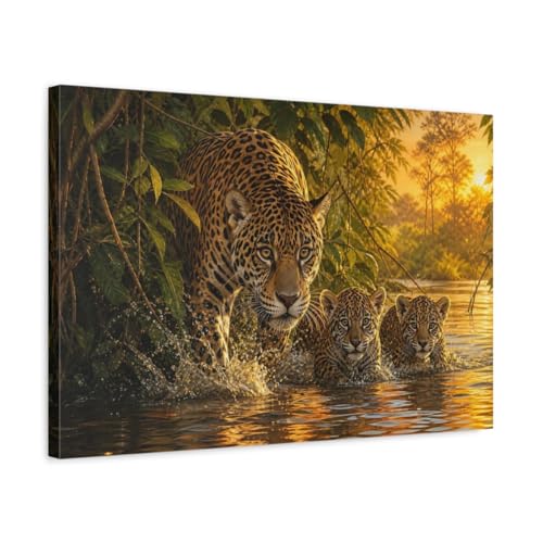 Tableau moderne jaguar relief salon décoration murale 60x40