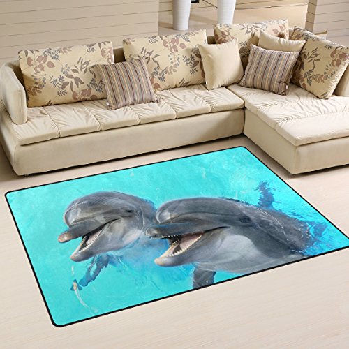 Coosun rieur dauphins Zone Tapis Moquette antidérapant Tapis de sol Paillasson Salon Chambre à coucher 78,7 x 50,8 cm, Tissu, multicolore, 31 x 20 inch