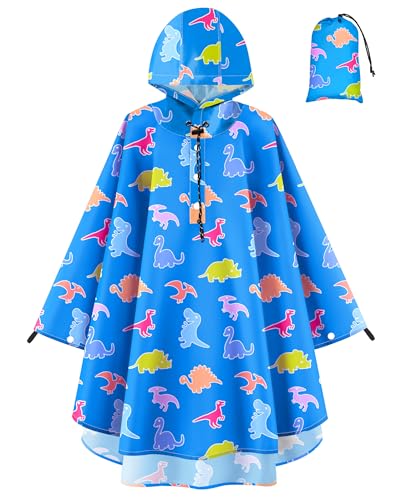 Image of OlyPegic Kids Rain Poncho with Hooded Reusable Waterproof Lightweight Ponchos Kids Boy Girl Raincoat Outwear