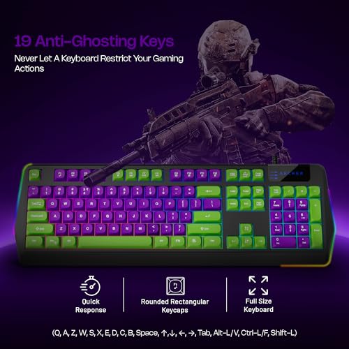 Image of Archer Tech Lab Wired Gaming Keyboard and Mouse Combo|Full Size 104 Keys,19 Anti-Ghosting| 6 Button Mouse Adjustable 7200 DPI,13 RGB Modes,Braided Cable|for PC, Laptop,Windows, Mac,Linux(G200)
